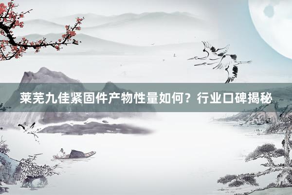 莱芜九佳紧固件产物性量如何？行业口碑揭秘